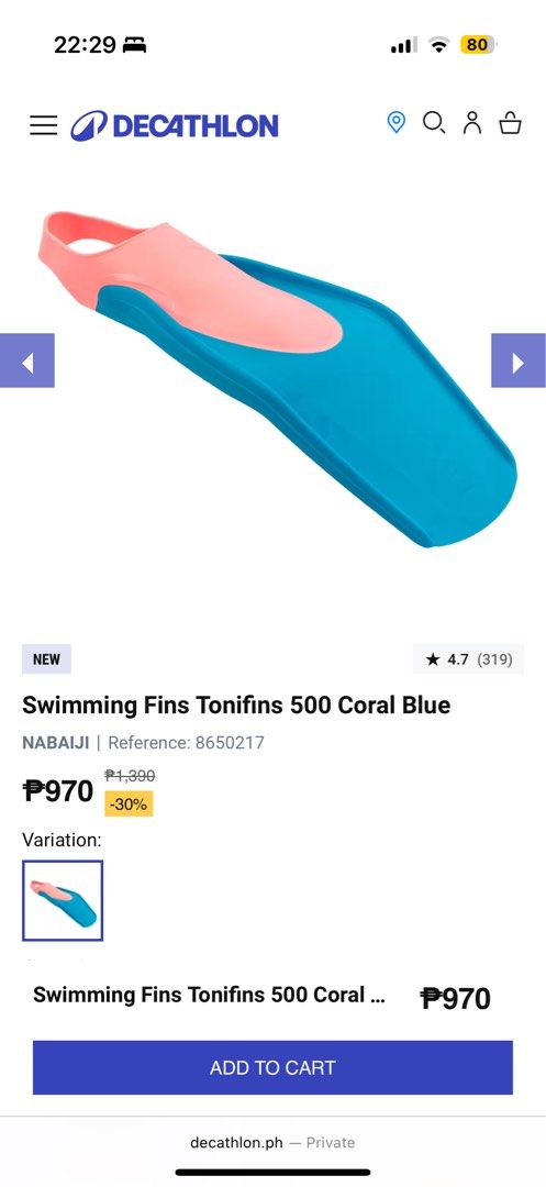 Swimming Fins (Category: Other Sports Equipment and Supplies) located in Binan City. Submitted by kaitlin1608 (Listing ID 1367633830, Image 3). Description: Training fins for beginners. Used but not abused. Can be used for snorkelling..