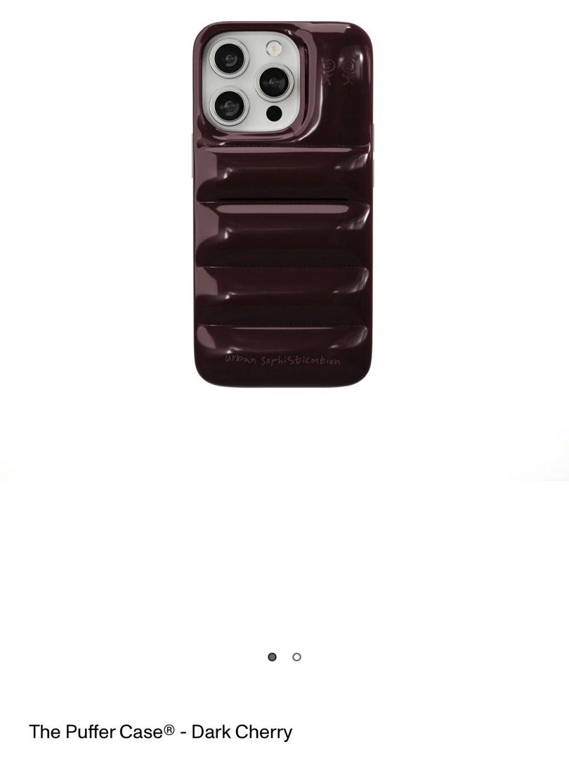Urban Sophistication Puffer Case Dark Cherry (Category: Cases & Sleeves) located in Mandaluyong City. Submitted by gyarugirl (Listing ID 1367576449, Image 3). Description: Originally ₱4,600 on their website For iPhone 14 pro Brand new - I just have too many cases so I don’t plan to use this First photo is actual photo 100000% authentic <3.