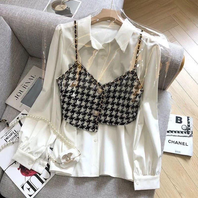Vintage Houndstooth Blouses (Category: Blouses) located in Singapore. Submitted by wikii01 (Listing ID 1367666208, Image 1). Description: Suitable for S-M ⬇️Blouses Bust: 102cm Shoulder Width: 38cm Clothing Length: 66cm Sleeve Length: 49cm ⬇️Vest Bust: 70cm Length: 28-31cm ⚠️All measurements are taken manually and may have a 1–3 cm variance. For reference only. 📍Meet up location can be discuss.