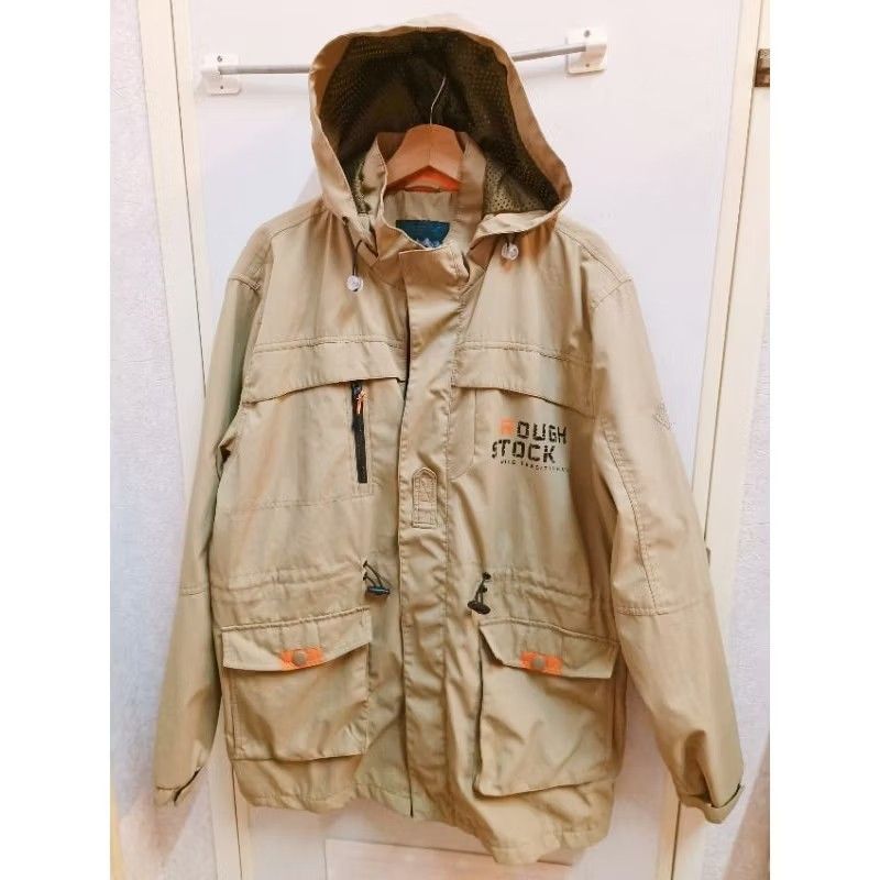 衝鋒外套 連 帽 外套 男裝卡其色連帽衝鋒外套4XL 男版