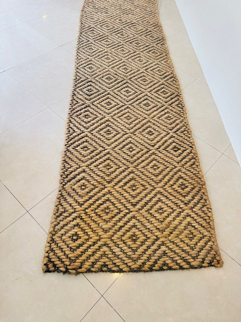 Abaca runner carpet rug handwoven weaved handmade (Category: Carpets, Mats & Flooring) located in Makati City. Submitted by boo_thingthings (Listing ID 1367764838, Image 2). Description: 36” x 150” Thick with diamond design. Pick up in Ayala Alabang. .