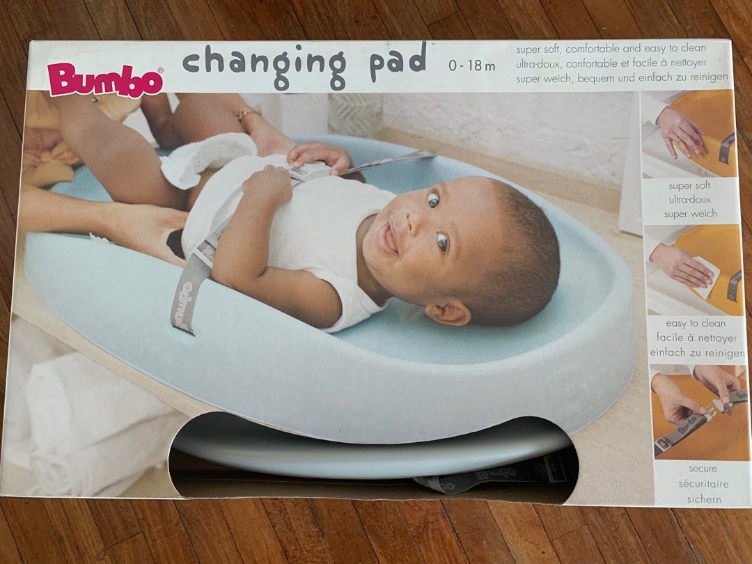 Bumbo changing pad in Cool Grey (Category: Changing Tables & Stations) located in Makati City. Submitted by justanythin (Listing ID 1367715583, Image 1). Description: Lightly used. Box has some water stains but otherwise, changing pad is in excellent condition. Location: Makati (delivery fee c/o buyer).
