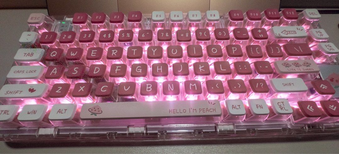Coolkiller CK75 Wireless Hot Swappable Mechanical Keyboard, Transparent Acrylic Gasket Mounted Keyboard for for Windows/Mac(Meow Switch,Peach Pink)63223792469505111