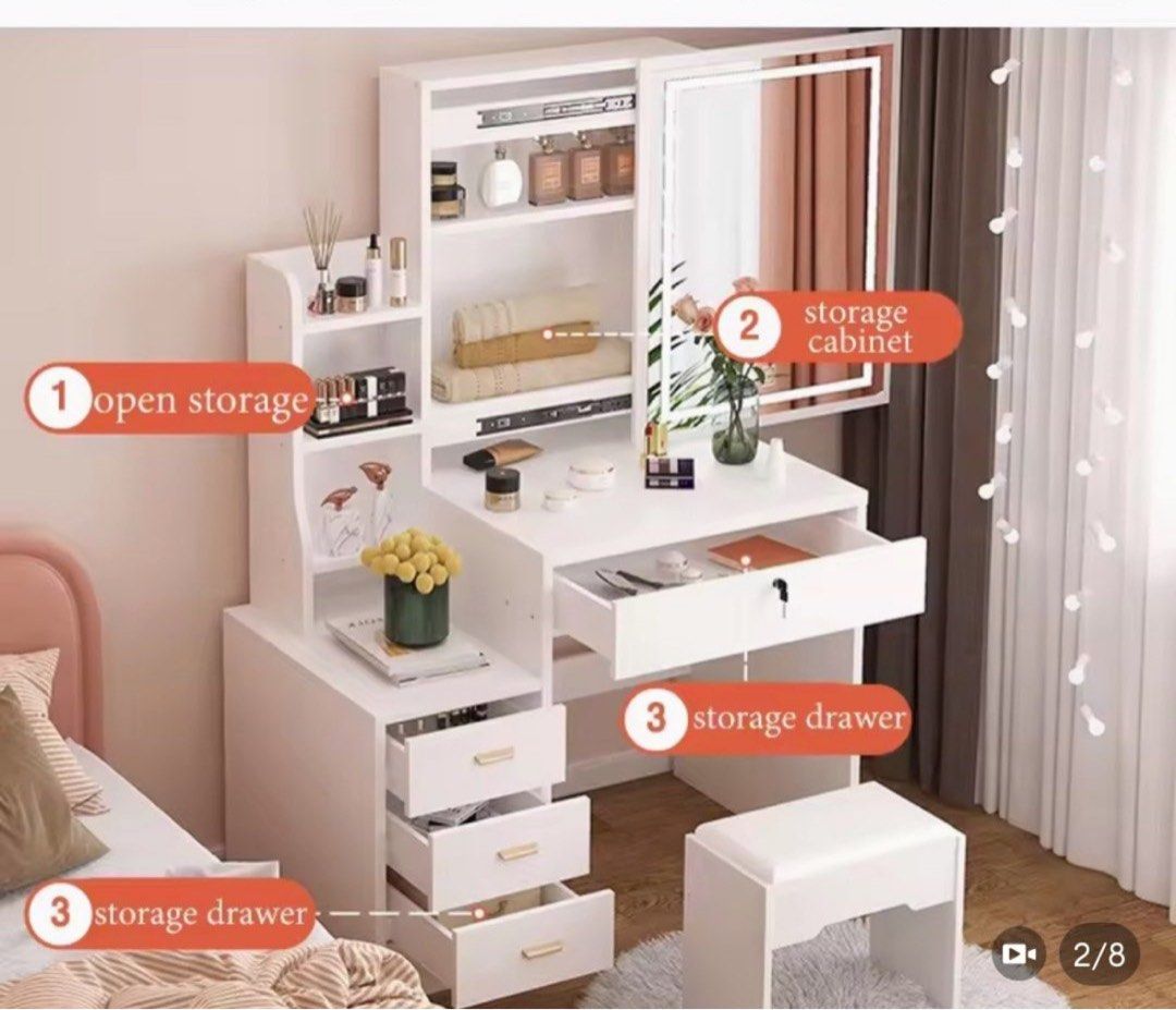 Dressing Table (Category: Other Home Furniture) located in Singapore. Submitted by catloh (Listing ID 1367703003, Image 2). Description: Brand New Bought it yesterday - 07/05/25 Selling it away cos it is not suitable for me due to space constraints. I have too many cosmetics/skincares and the compartments are too little for me to keep all. .