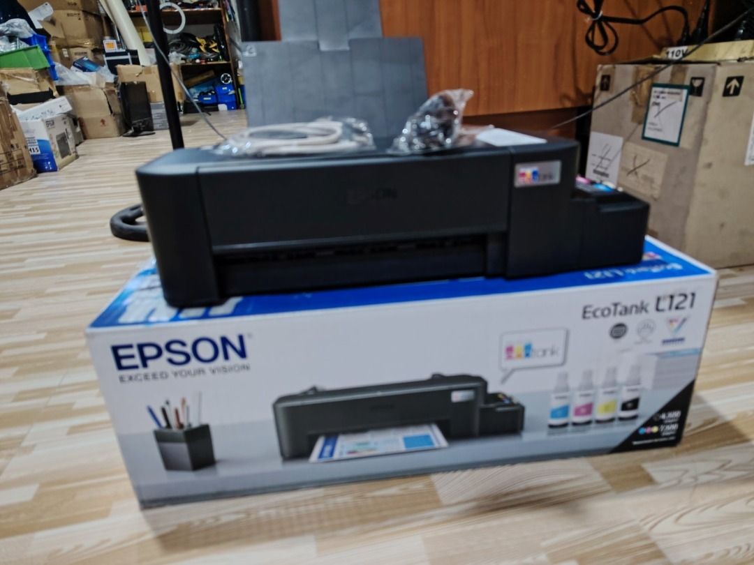 Epson L121 Printer Only (Category: Printers, Scanners & Copiers) located in Binan City. Submitted by mspci2020 (Listing ID 1367695830, Image 2). Description: Epson L121 Printer Only Price: Php 4,000 Location : Biñan, Laguna ✅Printer only ✅3mos warranty ✅Good as new ✅Pwedeng magprint upto long size paper ✅With dye ink on tank ✅With box ✅Complete accessories (power cable and usb cable) ✅Ready to use For pick up and shipping available, shipping fee 