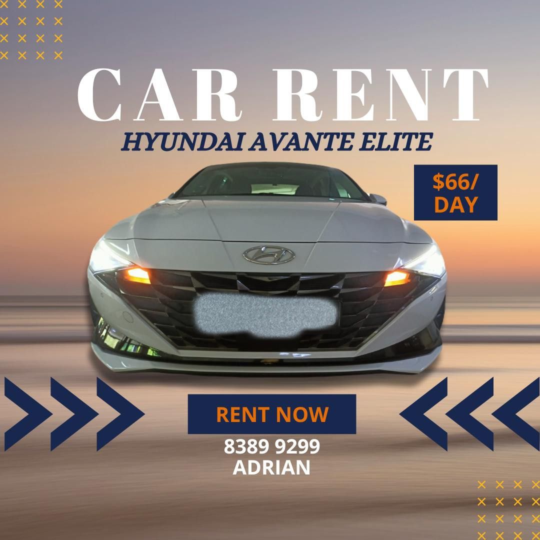 ✨HYUNDAI AVANTE ELITE|LOW DEPOSIT DRIVE AWAY|FREE 14D FREE RENTAL (Category: Car Rental) located in Singapore. Submitted by carhubauto (Listing ID 1367781083, Image 1). Description: 💥Low Deposit💥 💥Accept Cash/PayNow/Credit Card Payment💥 💥PHV / Personal Usage💥 💥Price Is For Daily💥 💥More Colours Available💥 🔎 Rental Terms: Age Range: >22 Driving Experience: 2 years ‼️‼️Blacklisted users all are Welcome‼️‼️ ✨Caltex 29% Fuel Discount Card✨ 