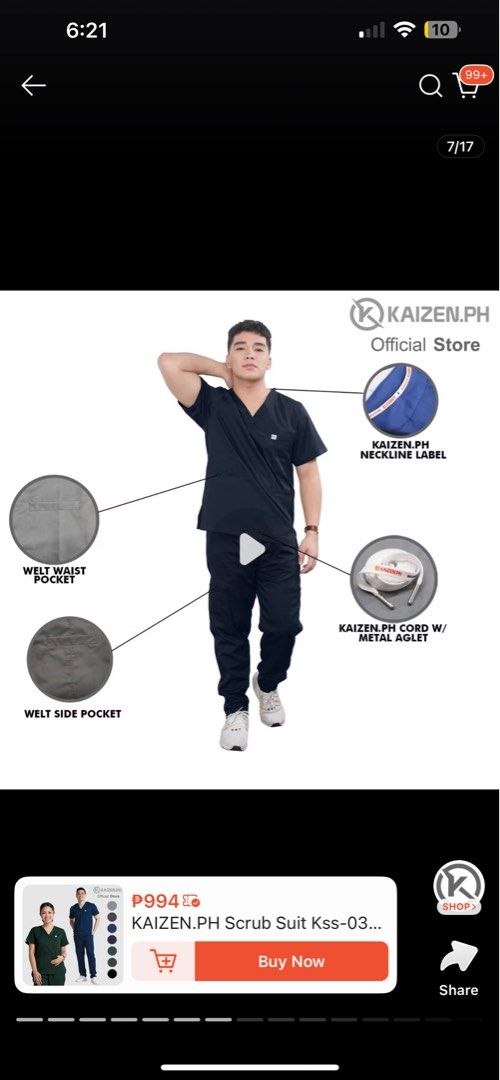 Kaizen scrub suit plain series (Category: Shirts) located in Paranaque City. Submitted by obeawan (Listing ID 1367840847, Image 2). Description: Kaizen scrubs medium size in dark gray No issues, nice fit! RFS: Not being used because I’m using uniform scrubs now .