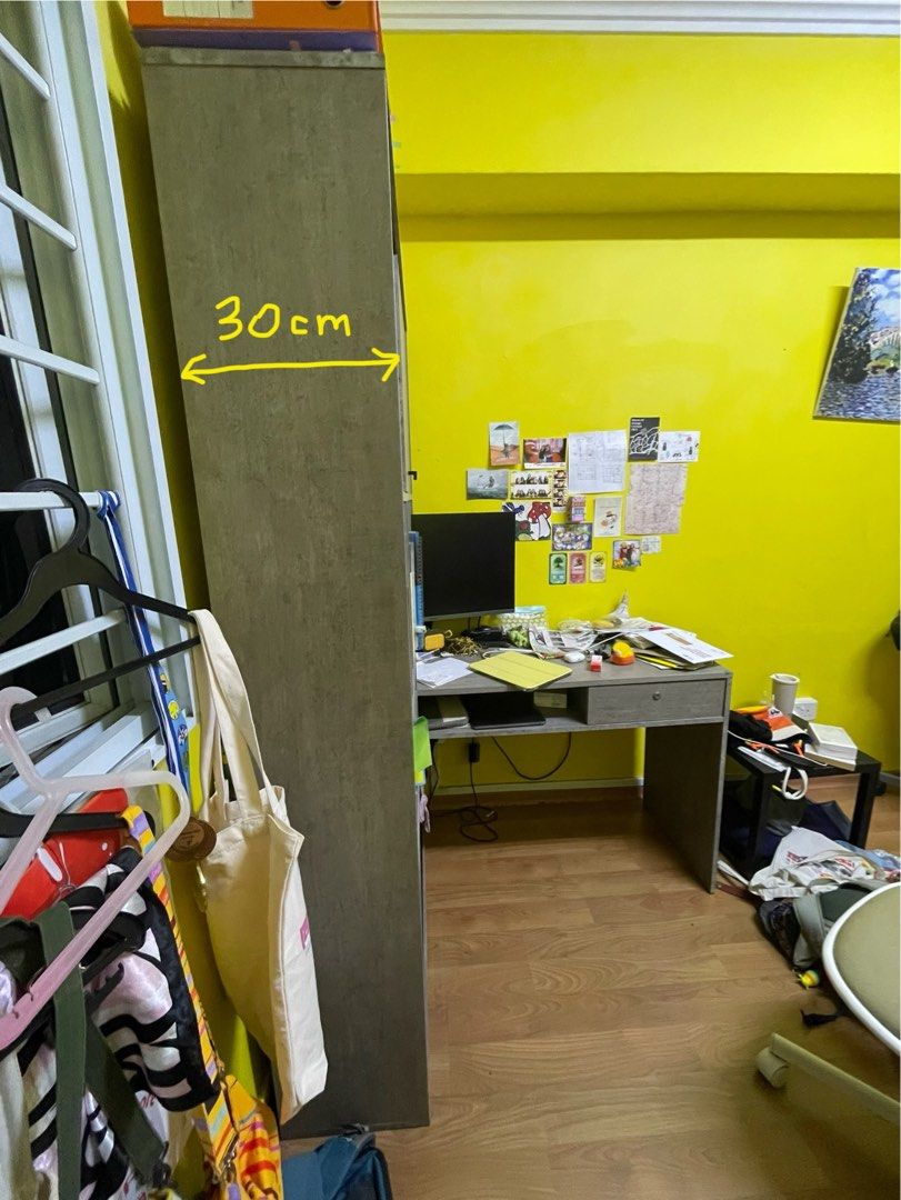 L-Shape Study Table (Category: Tables & Sets) located in Singapore. Submitted by erniepantsmilo (Listing ID 1367829699, Image 2). Description: Table top made of plywood. Study table for sale! Sorry for the messy table. Will thoroughly clean if you are purchasing it. Table is sturdy and cupboards all work perfectly normal. Dm for more pics! :-).