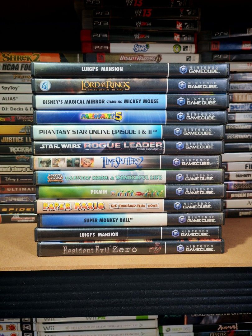 NINTENDO GAMECUBE GAMES / COLLECTION (Category: Nintendo) located in Santa Rosa. Submitted by tristanmunoz (Listing ID 1367836450, Image 1). Description: FOR SALE!!! Region NTSC-U (USA, Canada) Luigi's Mansion - 4000 The Lord of the Rings The Return of the King - 1400 Disney's Magical Mirror Starring Mickey Mouse - 1200 Mario Party 5 - 5000 Phantasy Star Online Episode 1 & 2 - 3700 Star Wars Rouge Leader - 1100 Time Splitter 2 - 1300 Harvest Moon