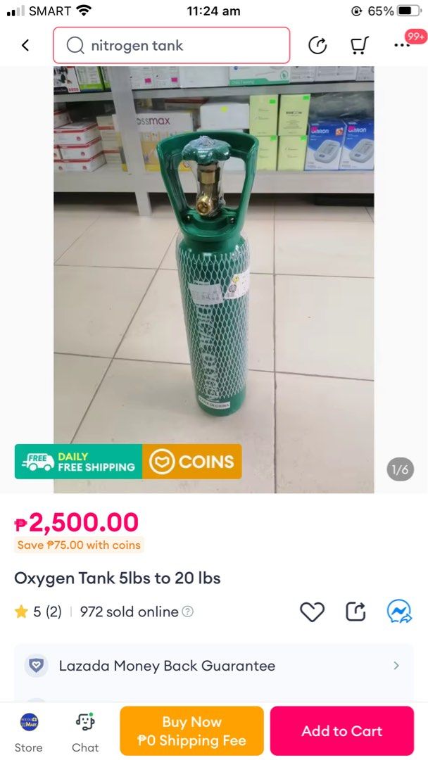 Oxygen Tank 5 lbs (Category: Medical Supplies & Tools) located in Manila. Submitted by verymuch.rocky (Listing ID 1367849540, Image 3). Description: rfs: nakatambak na lang wala na nagamit note: its an empty 300/refill bnew price: 2,500 price: 1500 each tank.