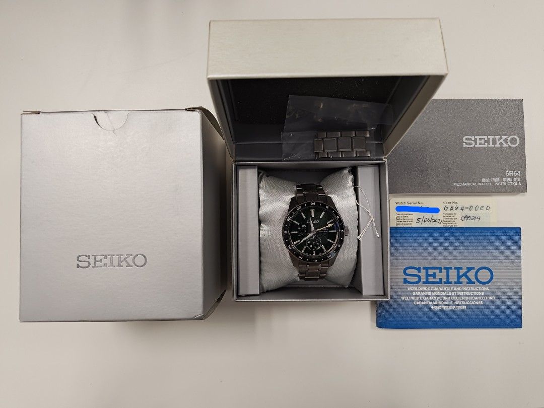 Seiko SPB219 PRESAGE SHARP-EDGED GMT (Category: Men's Watches) located in Taguig. Submitted by speedforce101 (Listing ID 1367708921, Image 2). Description: FIXED PRICE! FIXED PRICE MEANS BEST AND LAST PRICE. Made in Japan Purchased May 2022 True GMT Full-specs here: https://seikoluxe.com/products/spb219/ Boxed set of papers, warranty card, extra links aligned 24-hour bezel hairline scratches on sides; none on bezel, crystal, case back, and bracel