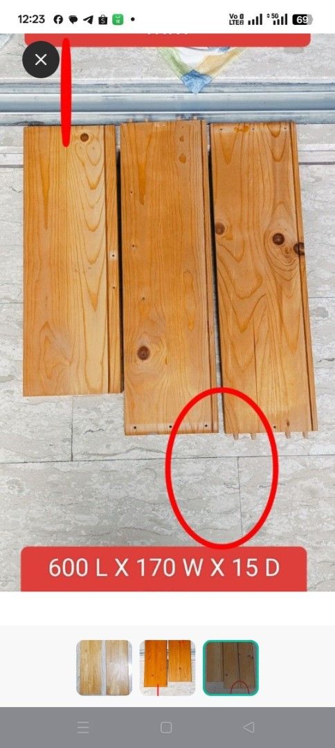 Solid pine wood plank (Category: Everything Else) located in Singapore. Submitted by jemspree911 (Listing ID 1367732280, Image 2). Description: price per piece.
