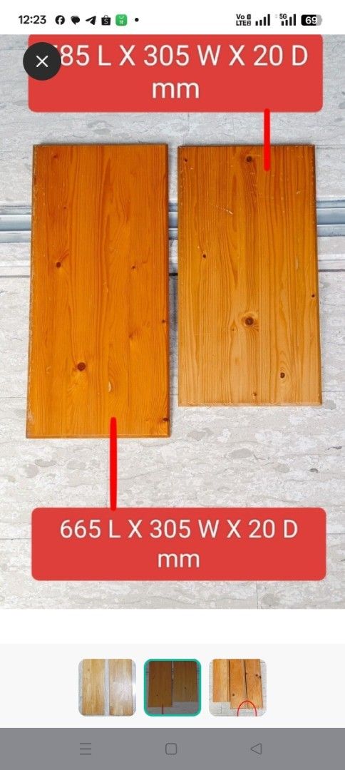 Solid pine wood plank (Category: Everything Else) located in Singapore. Submitted by jemspree911 (Listing ID 1367732280, Image 1). Description: price per piece.