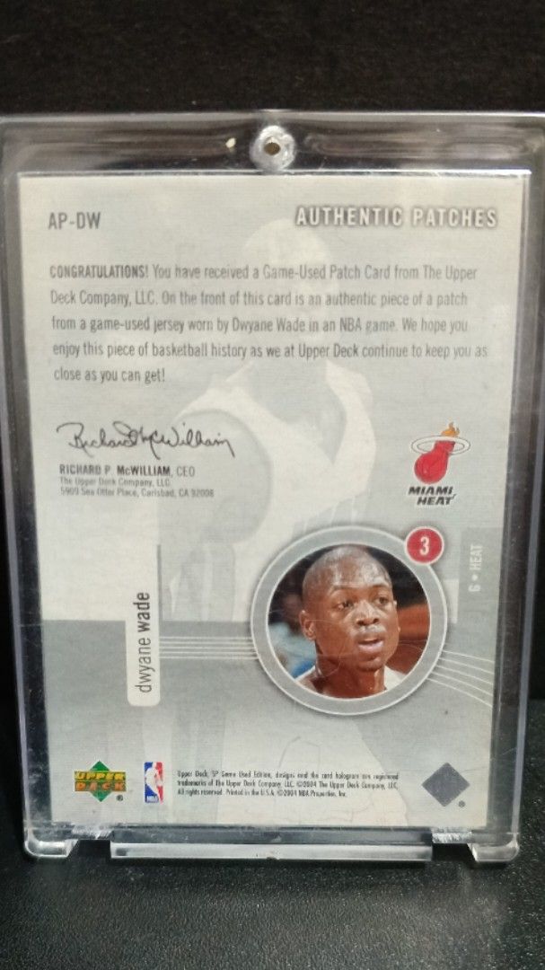 2004-05 SP GameUsed Authentic Patches Dwayne Wade # (Category: Raw Singles) located in Paranaque City. Submitted by limitedrun (Listing ID 1367975027, Image 2). Description: Authentic Patch 41/100 Condition: Mint PAYMENT: •Bank deposit -BDO, BPI, GCash SHIPPING: •LBC, Grab Express, Lalamove (buyer shoulders shipping fee).
