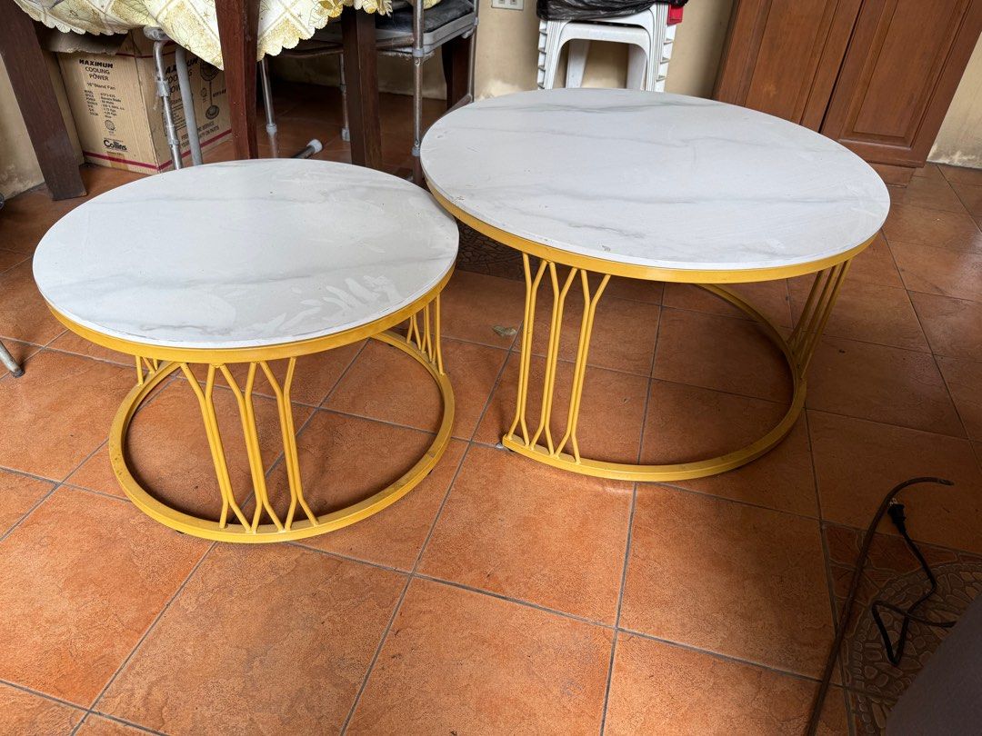 2 round center table (Category: Tables & Sets) located in Quezon City. Submitted by jerome.jerome13 (Listing ID 1367918798, Image 1). Description: 2 round center table Ceramic top and steel legs See picture for size.