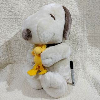 53.5cm/21 inches RARE PEANUTS BROWN & CREAM SNOOPY hugging WOODSTOCK PLUSH TOY