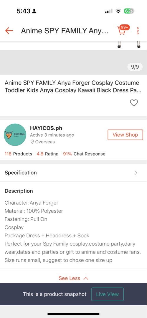 Anya cosplay costume with wig (Category: Babies & Kids Fashion) located in Manila. Submitted by chettypretty (Listing ID 1367961200, Image 3). Description: Size: 140 Inclusions: - dress - white stockings - clips - pink wig.