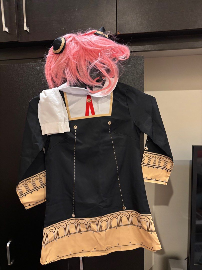 Anya cosplay costume with wig (Category: Babies & Kids Fashion) located in Manila. Submitted by chettypretty (Listing ID 1367961200, Image 1). Description: Size: 140 Inclusions: - dress - white stockings - clips - pink wig.