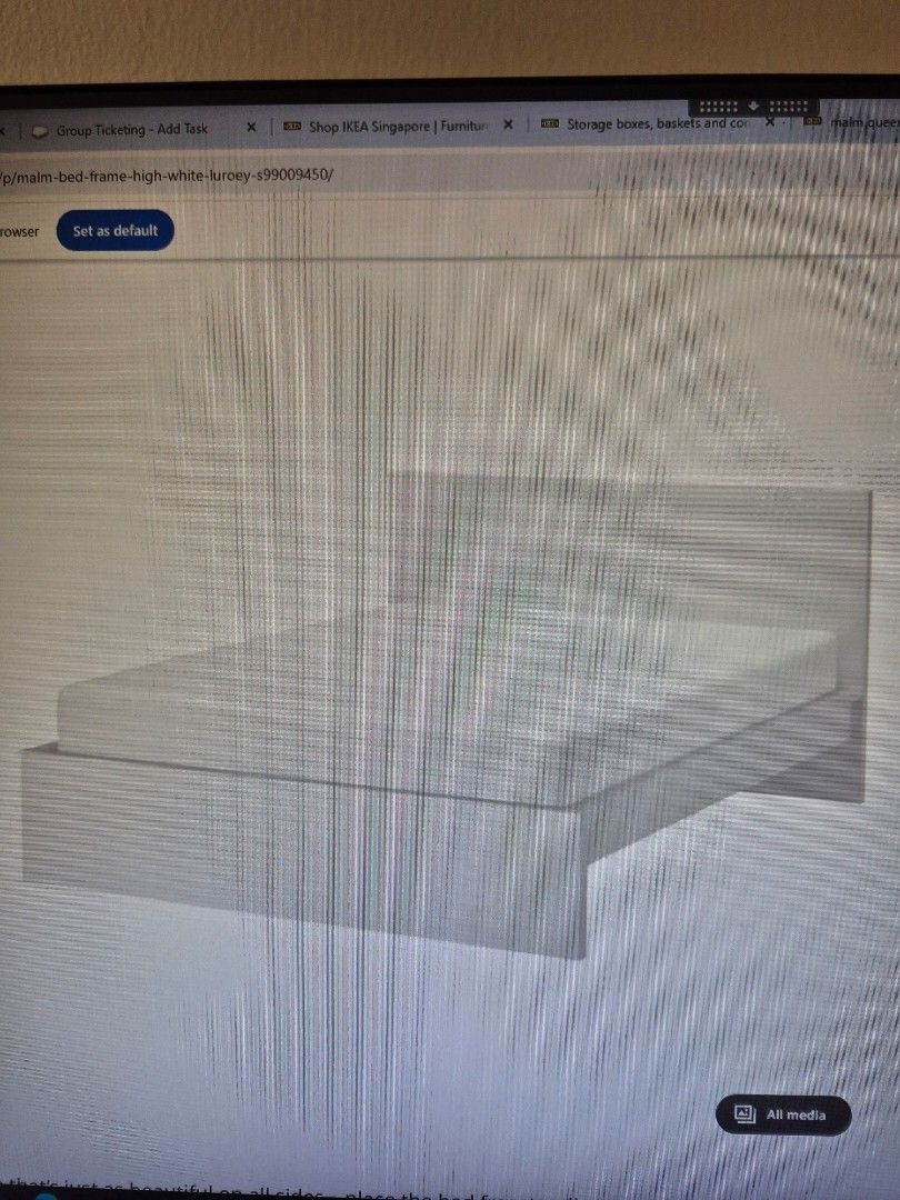 Bed Frame (Category: Bed Frames & Mattresses) located in Singapore. Submitted by fredddiemercury (Listing ID 1367904236, Image 1). Description: bed frame only queen size in mint condition no scratches or dents include 2 storage drawer deal around tiong bahru please arrange own transport.