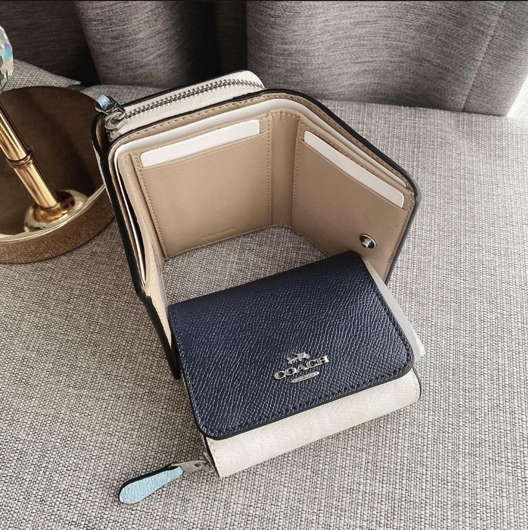 Coach C4527 Small Trifold Wallet in Colorblock Waterfall / Midnight ...