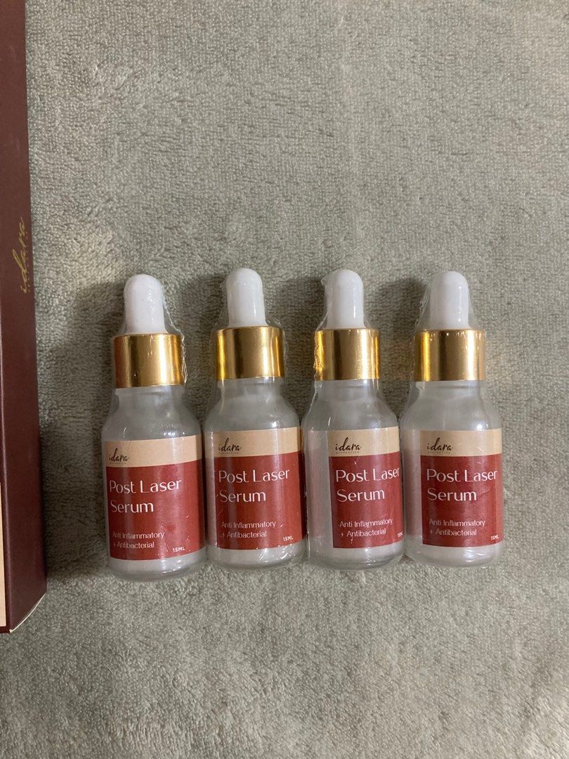 Idara Post Laser Serum (Category: Body Care) located in Quezon City. Submitted by checkereddd (Listing ID 1367864051, Image 2). Description: Bought from Idara last year for 3,000+ This cannot be bought from the store as single bottles. Selling for 1,200 for everything. .