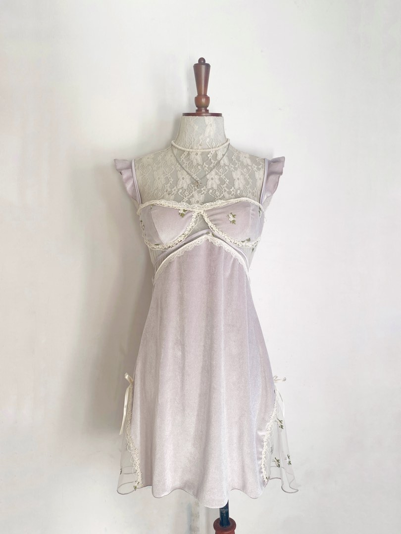 Floral Lace Sleeveless Mini Dress - Purple main image 0