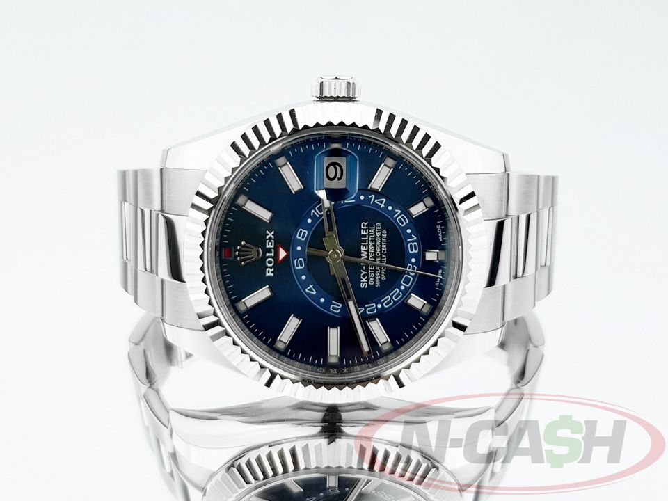 Rolex Sky-Dweller Steel Blue Dial (Category: Luxury Watches) located in Makati City. Submitted by luxury_by_ncash_2 (Listing ID 1367896016, Image 1). Description: N-Cash Pawnshop "Instant Cash for Bags, Watches, Cars, and Electronics" https://www.ncash-pawnshop-philippines.com/ Rolex Sky-Dweller Steel Blue Dial Ref. 326934 42mm steel case Limited blue dial 18k white gold bezel 2019 Local Rolex AD 9.5 out of 10 Complete retail package PHP 1,248,00