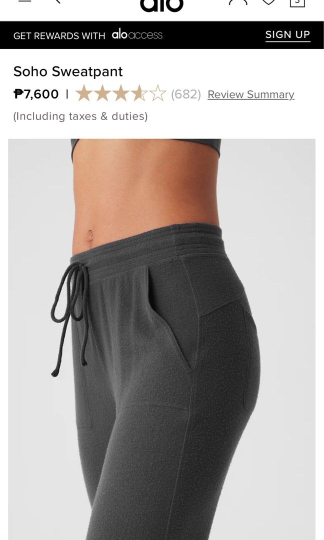 Alo Soho Pants - Athracite (Category: Other Bottoms) located in Manila. Submitted by jean_closet (Listing ID 1368138853, Image 1). Description: Gifted to me. Used once but not really into sweatpants. Super comfy when worn. Perfect for long hauled flights.
