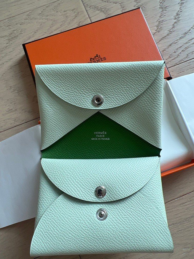 Authentic Hermes Calvi Duo Vert Fizz Epsom (Category: Luxury Bags & Wallets) located in Quezon City. Submitted by breakmyfashion (Listing ID 1368139890, Image 1). Description: Comes in full set with receipt, box, paperbag and dust bag. .
