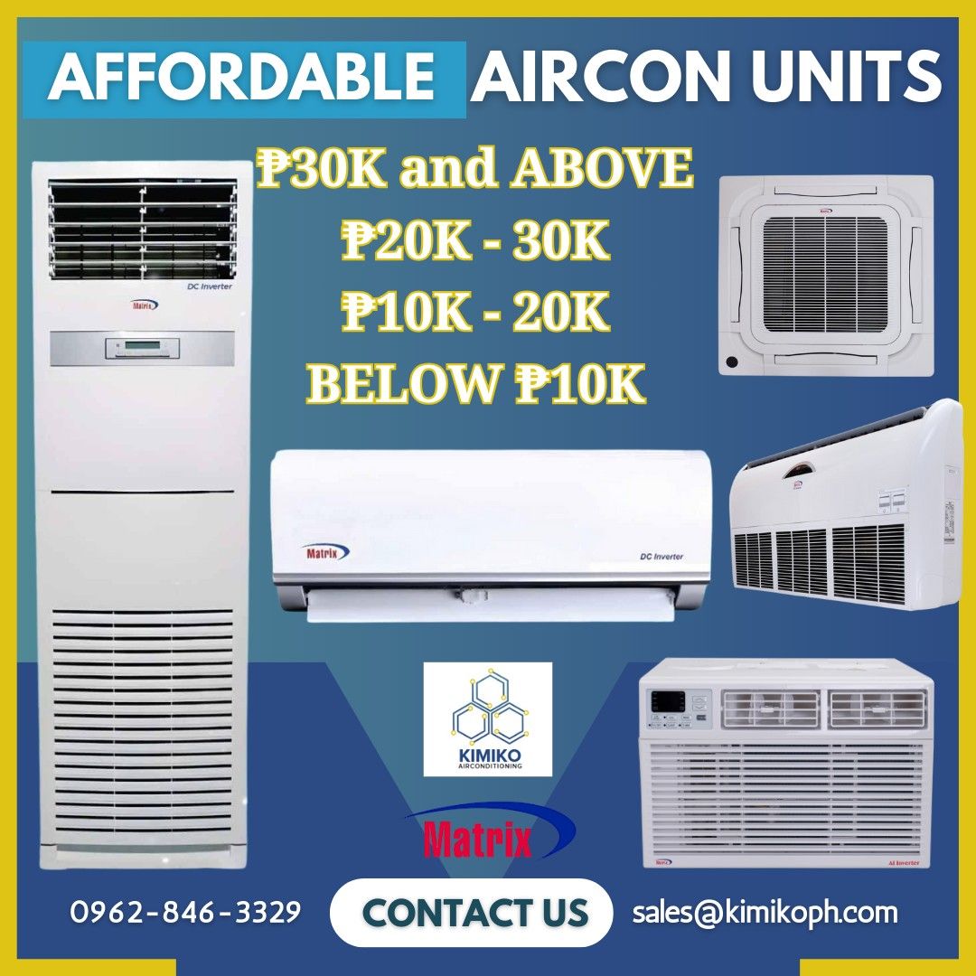 BRAND NEW AIRCON 0.6 (Category: Air Conditioning and Heating) located in Marikina City. Submitted by otherthings.k (Listing ID 1368174915, Image 1). Description: Selling BRAND NEW MATRIX aircon. Unit only Installation and delivery will be shouldered by the buyer. Window type (inverter grade) 0.6 HP - 7,600 Window type (full dc inverter) 1.0 HP - 1x,3xx 1.5 HP - 1x,4xx 2.0 HP - 2x,6xx 2.5 HP - 3x,3xx Split Type (full dc inverter) 1.0 HP - 1x,3xx 1