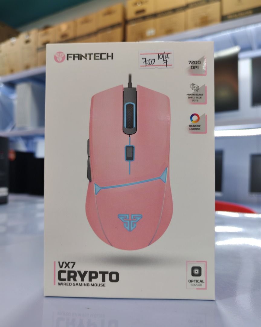 Brandnew Fantech CRYPTO VX7 (Category: Mouse & Mousepads) located in Cavite. Submitted by donaldfranco1989 (Listing ID 1368142156, Image 1). Description: Instant Optical Sensor Up to 60 IPS / 15G Acceleration Resolution: 200-8,000 DPI 125Hz Polling Rate Huano 10 Million Clicks Lifetime 4 Colors LED Six Independently Programmable Buttons 1.8m Nylon Braided USB Cable Size: 128mm x 68mm x 41mm Connectivity: Wired Sensor Type: Optical Adjustable LOD: