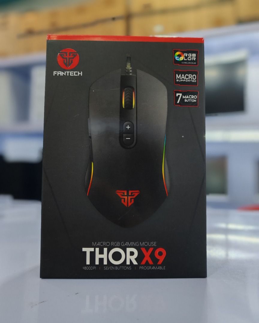 Brandnew FANTECH THOR X9 (Category: Mouse & Mousepads) located in Cavite. Submitted by donaldfranco1989 (Listing ID 1368142629, Image 1). Description: Optical Gaming Sensor Up to 60 IPS / 15G Acceleration On-the-fly Adjustable DPI 200-4,800 DPI 125Hz Polling Rate Huano 10 Million Clicks Lifetime RGB 12 Spectrum Mode 6D Programmable Buttons 1.8m Nylon Braided USB Cable Size: 122mm x 68mm x 40mm.