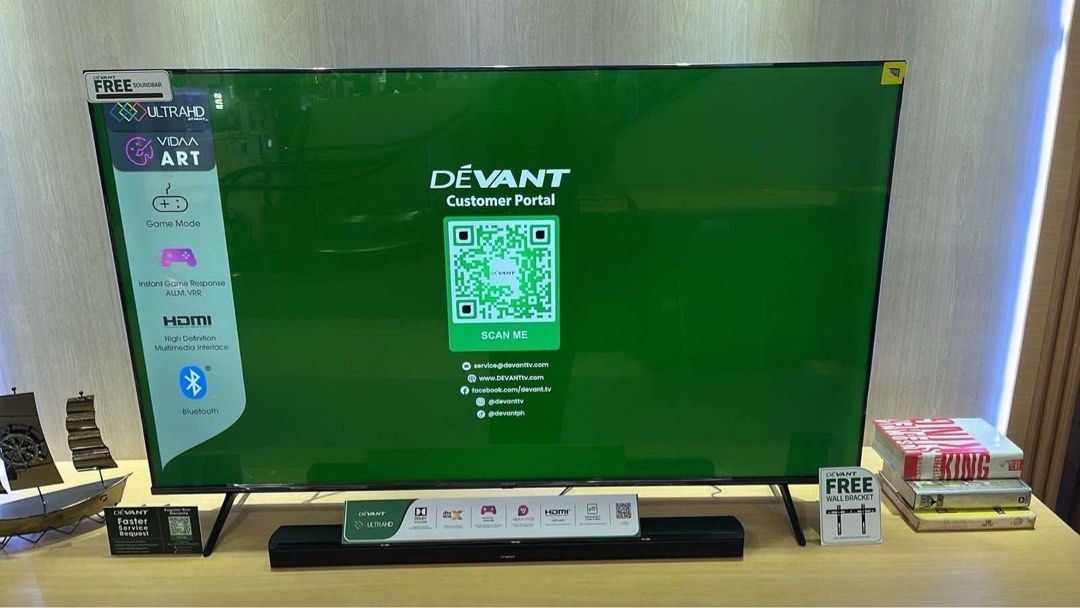 DEVANT LED SMART TV (Category: TV) located in Quezon City. Submitted by maryann.dimalanta (Listing ID 1368139307, Image 2). Description: DEVANT LED SMART TV SMART LED TV 32STW101-9,390 43STW101- 13,500 UHD TV 43UHD205-15,100 50UHD205-17,050 55UHD205-22,450 with free soundbar 55UHW201-18,650 65UHD205-30,400 free soundbar 75UHD205- 42,900 QUANTUM TV 50QUHV05-23,000 with SB50 soundbar 50QUHW01-18,250 55QUHW201-24,600 55QUHV05- 25,400 with free sound