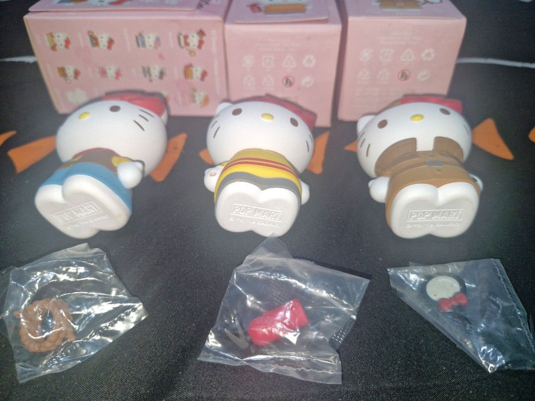 Hello Kitty Pop Mart (Career Series) (Category: Designer & Blind Box Toys) located in Imus. Submitted by julieeebels (Listing ID 1368180209, Image 2). Description: 600 each ‼️ Sanrio | Hello Kitty | Pop Mart | Career - Cowboy - Fireman - Detective Unsealed but never displayed. Bought these from resellers for 800 each. Complete inclusions (foil, card, box). RFS: Duplicates; bought entire set.