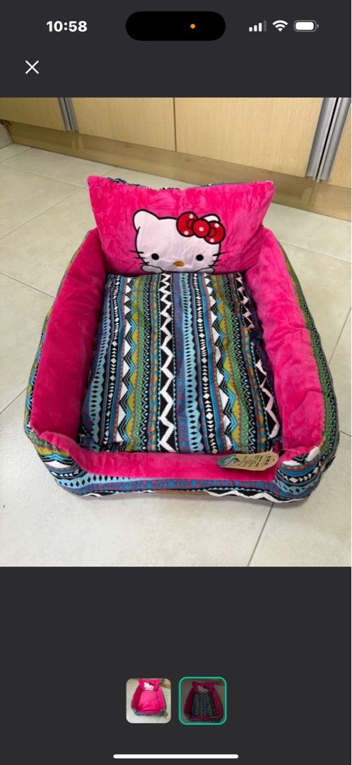Hello kitty washable dog bed (Category: Homes & Other Pet Accessories) located in Singapore. Submitted by jackyyy01 (Listing ID 1368063506, Image 2). Description: Self collect at Yishun Blk 756 or Yishun mrt. 50cm x 45 cm . Last pcs .