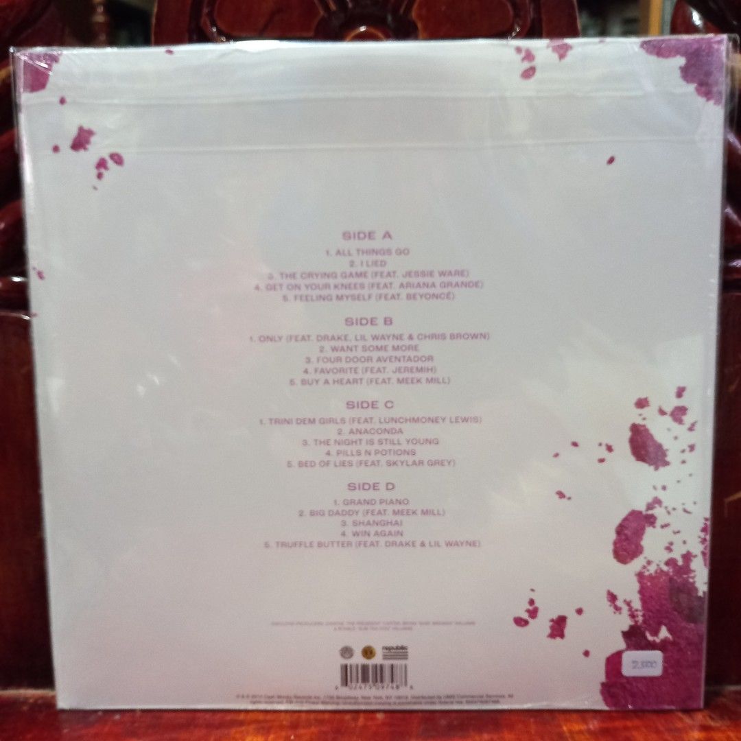 Nicki minaj 2lp coloured Sealed (Category: Vinyls) located in Quezon City. Submitted by collectiblespopupshop (Listing ID 1368118605, Image 2). Description: Welcome to collectible pop up shop MUSIC AND VIDEO STORE! 👝Posted items are on hand. 💿🎧🎵💽🎷📽🎥 CD'S / DVD's Books & VINYL are all imported made in uk our local opm album and original in mint to nearmint & unsealead sealed brand new 🛒Pls add to cart to check stocks availability. 💵We se
