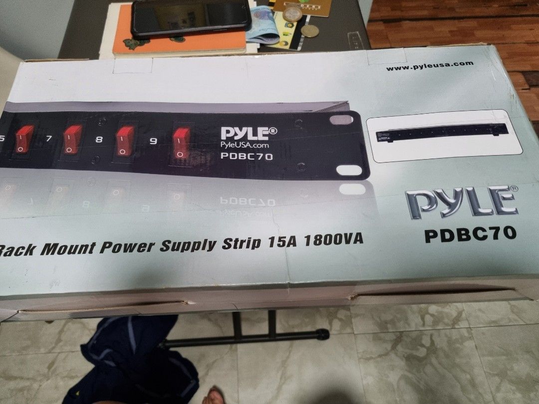 Power strip surge protector PYlE PDU (Category: Chargers) located in Quezon City. Submitted by lzedes1492 (Listing ID 1368178340, Image 2). Description: FOR SALE: PYLE PDBC70 Power Strip – BRAND NEW! 📦 Rack Mount / 15A / 1800VA ✅ 8 na switchable outlets ✅ Pang audio setup, studio, o server rack ✅ Matibay, heavy-duty build ✅ Nasa box pa, never pa nagamit 💰 Presyo: ₱2,500 (negotiable " say goodbye to power surges & fluctuations.