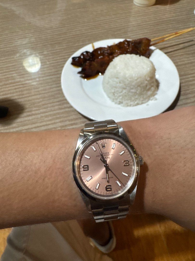 ROLEX AIRKING (Category: Luxury Watches) located in San Jose del Monte. Submitted by arjan31 (Listing ID 1368142805, Image 3). Description: For Sale: Rolex Air-King Ref. 14000 – Salmon Dial | 34mm Up for grabs is a Rolex Air-King 14000 featuring the highly sought-after salmon dial with 3-6-9 Arabic markers. A rare and refined piece for serious collectors and everyday wearers alike. • Reference: 14000 • Dial: Salmon with markers + 3-6-9 layout • C