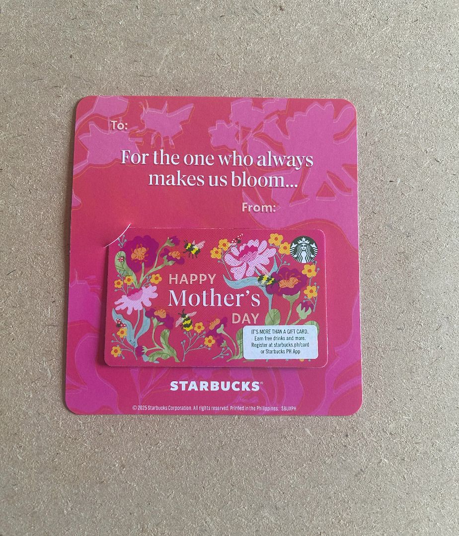 Starbucks Mother's Day Card (Category: Storybooks) located in Binan City. Submitted by impulsebuyer12 (Listing ID 1368120310, Image 1). Description: Released in May 2025 for the Mother's Day Celebration Zero load, PIN Intact, Unregistered, Reloadable For Starbucks PH use only .