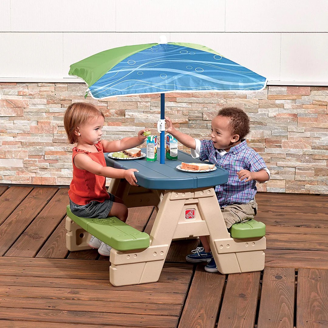 Step 2 picnic table with umbrella, Babies & Kids, Baby Nursery & Kids ...