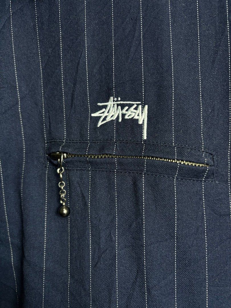 Stussy x CDG Pinstripe Jacket (Category: Coats, Jackets and Outerwear) located in Meycauayan. Submitted by Thrifty_fifth_P_Street (Listing ID 1368199027, Image 2). Description: Authentic Large on tag, can fit up to XL Excellent condition NO COP NO COD. Payment 1st ONLY.