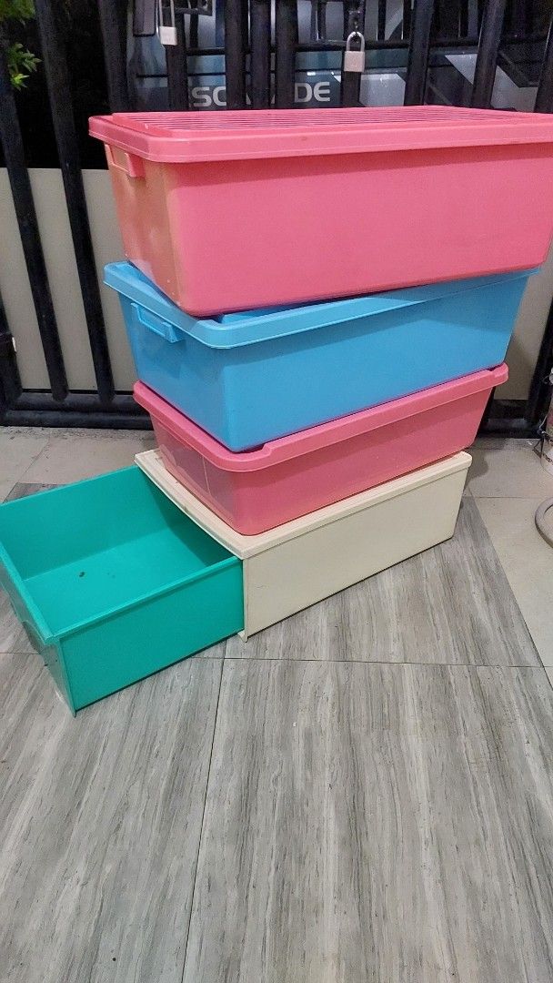 4pcs Bundle Japan Stackable Heavy Duty Thick Plastic Clothing Drawer Container vs Tupperware Ikea SM (Category: Storage Boxes & Baskets) located in Quezon City. Submitted by king.s (Listing ID 1372434663, Image 1). Description: 4pcs Bundle Japan Stackable Heavy Duty Thick Plastic Clothing Drawer Container vs Tupperware Ikea SM - 4pcs Take All Sale - Japan Made - Drawer/ Containers All Intact - Super Thick (Very Durable) Selling for 1,250php Purch