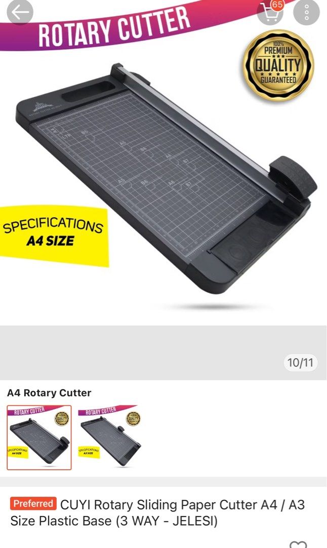A4 3in1 Cutting Board + Free stuff (Category: Craft Supplies & Tools) located in Rizal. Submitted by jmcraftingphhandicrafts (Listing ID 1372333331, Image 3). Description: In good condition A4 3in1 Cutting Board FREE STUFF Manual Paper Shredder Ribbon Organizer.