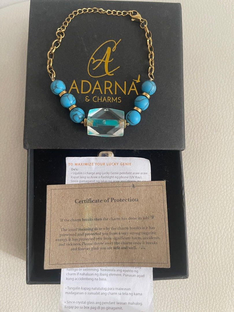 Adarna charms bracelet Original (Category: Bracelets) located in Rizal. Submitted by simplegie (Listing ID 1372342382, Image 1). Description: Original Adarna charms once lang na shot with box.