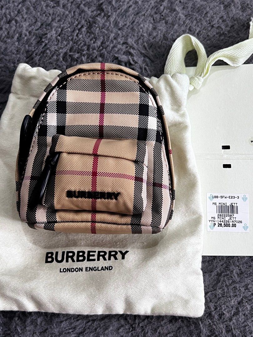 Burberry Mini Jett Bag Charm / Small Bag Original (Category: Purses & Pouches) located in Malabon City. Submitted by hamandkin (Listing ID 1372447513, Image 1). Description: Burberry Mini Jett Bag Charm / very Small Bag Very cute original item With dustbag, tag and receipt No issues, like new. Almost unused Original price 26000 All must go for decluttering .