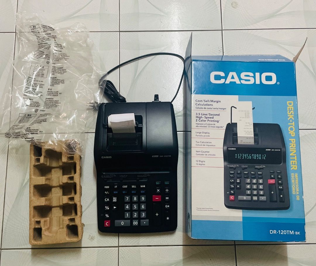 Casio Desk-Top Printer/Adding Machine (Category: Office & Business Technology) located in Manila. Submitted by jazhladjahali (Listing ID 1372310956, Image 3). Description: Original Casio Desk-Top Printer/Adding Machine 3.5 Line/Second High-Speed 2 Color Printer Large Display Tax Calculation Item Counter 12 Digits PM me for inquires 09656421059 Location - Bacoor and Manila.