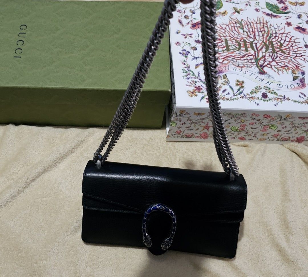 Gucci Dionysus small shoulder bag (Category: Luxury Bags & Wallets) located in Las Pinas. Submitted by dih_29 (Listing ID 1372320518, Image 3). Description: -selling my pre loved Gucci 2 way bag - excellent condition - only press marks on flap - silver hardware - with qr code - care cards - no box - provided dustbag only (tory burch) - not using it anymore.