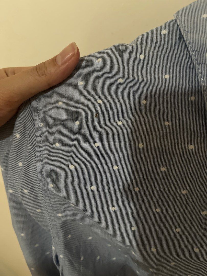 H&M button down top (Category: Longsleeves) located in Paranaque City. Submitted by msgvill (Listing ID 1372306593, Image 3). Description: Polka dotted With minimal mark.