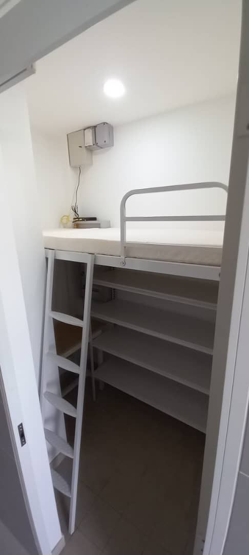 Loft bed with shelf and table customize for helper room singapore/unity/store room/bomb shelter (Category: Bed Frames & Mattresses) located in Singapore. Submitted by lehlongking (Listing ID 1372470099, Image 1). Description: can customize any size welcom whatapp88660152 get more details onsite measurement service $60 same with picture design and size loft bed +shelf+tableb $839+80install L shape mattress customize $169 after place order 4-6weeks