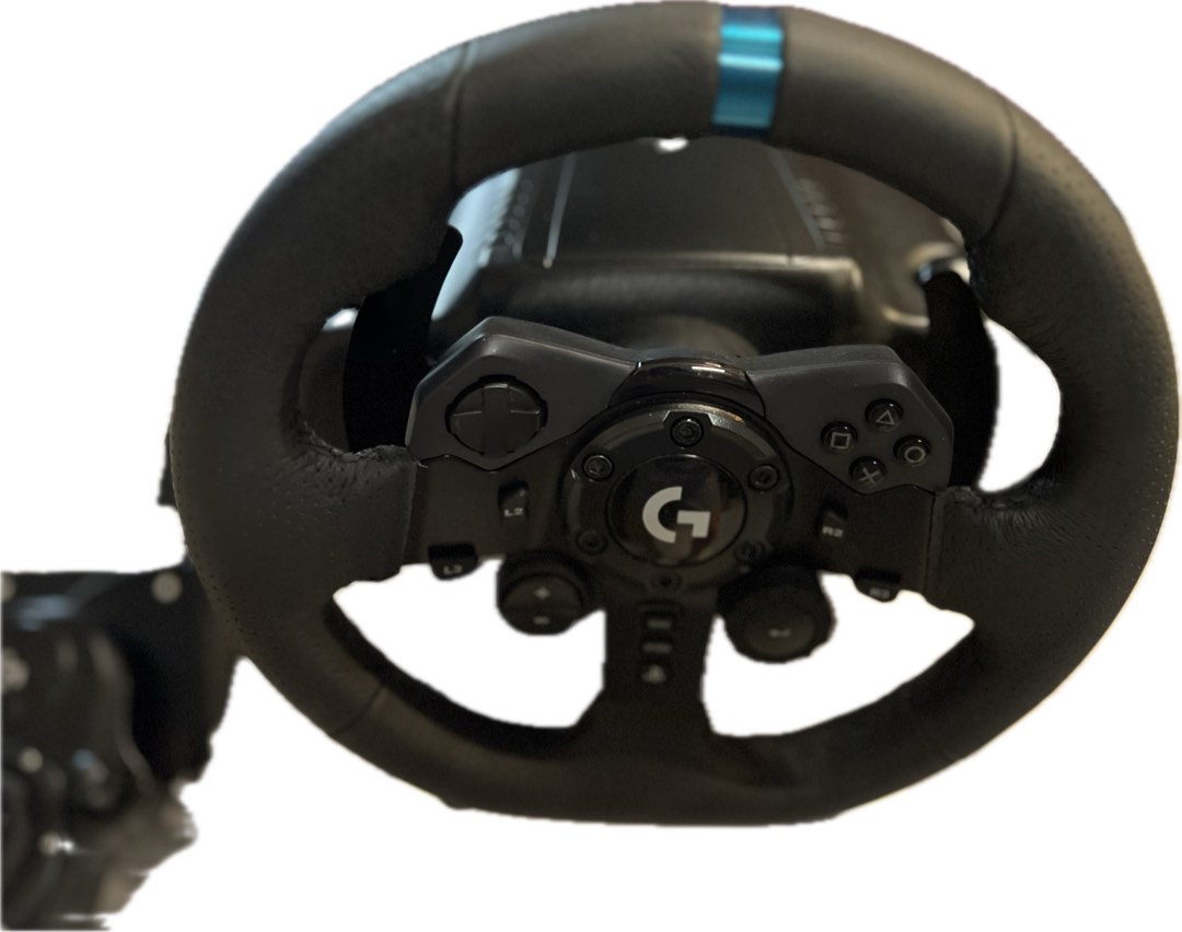 Logitech G923, shifter on S5 stand rack with trolley wheel, Video ...